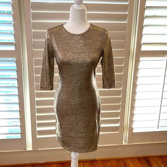 Alice + Olivia Delora Metallic Dress - Gold - Size 6